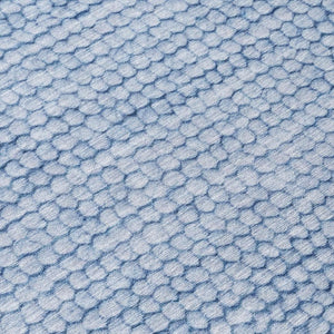 8 Foot Round Striped Polyester Area Rug Washable Blue Tones for Indoor Outdoor Use