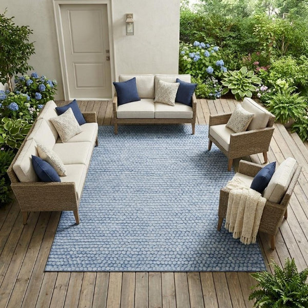 10 X 14 Striped Washable Polyester Area Rug for Indoor Outdoor Living Spaces