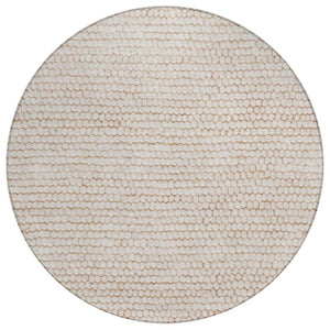 HomeRoots 8 Ft Round Striped Ivory Polyester Rug Washable Stain Resistant Indoor Outdoor 738794
