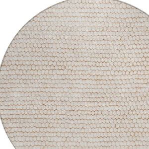 8 Ft Round Striped Ivory Polyester Rug Washable Stain Resistant Indoor Outdoor