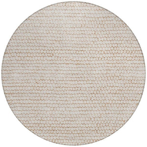 8 Ft Round Striped Ivory Polyester Rug Washable Stain Resistant Indoor Outdoor