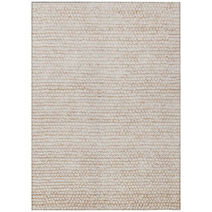 HomeRoots 9 X 12 Ivory Striped Polyester Area Rug Washable Stain Resistant for Patio or Home 738796