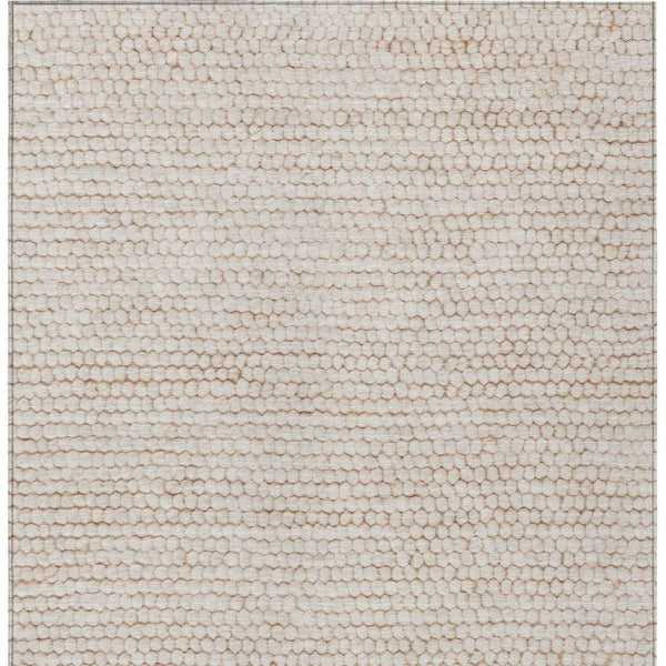 9 X 12 Ivory Striped Polyester Area Rug Washable Stain Resistant for Patio or Home