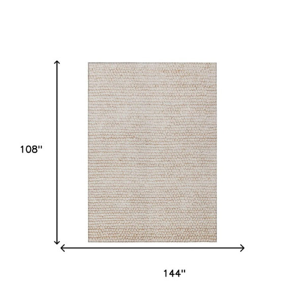 9 X 12 Ivory Striped Polyester Area Rug Washable Stain Resistant for Patio or Home
