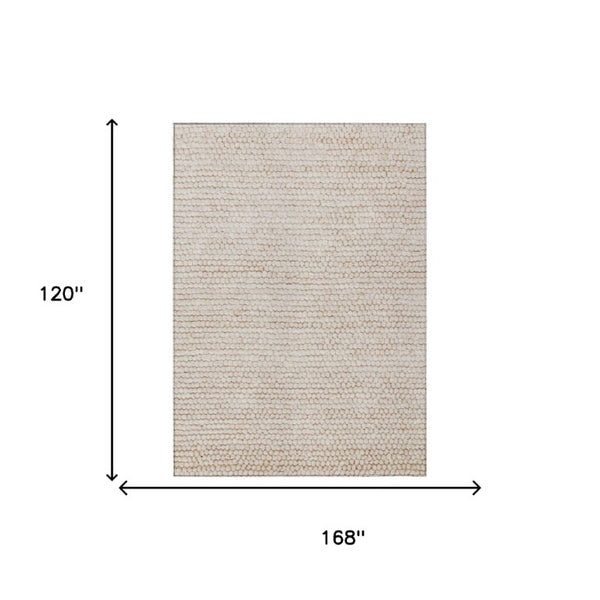 10 X 14 Striped Polyester Area Rug Washable Stain Resistant Indoor Outdoor Ivory