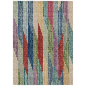 HomeRoots 9 X 12 Striped Polyester Area Rug Washable Indoor Outdoor for Patio and Living Room 738830