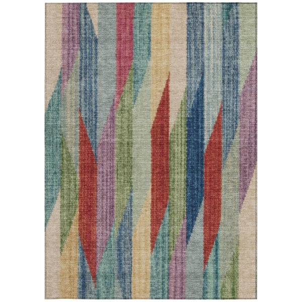 9 X 12 Striped Polyester Area Rug Washable Indoor Outdoor for Patio and Living Room