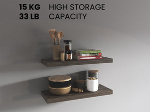 English Elm Floating Shelves, Sienna - Modern Wall-Mounted Storage Solution For Stylish Home Decor & Organization B097P369449-GIGA