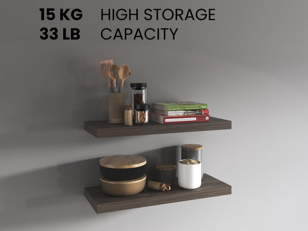 English Elm Floating Shelves, Sienna - Modern Wall-Mounted Storage Solution For Stylish Home Decor & Organization B097P369449-GIGA