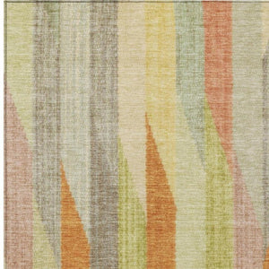 5x8 Gold Wheat Stripe Polyester Area Rug Washable Stain Resistant for Patio or Home