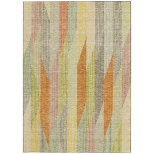 5x8 Gold Wheat Stripe Polyester Area Rug Washable Stain Resistant for Patio or Home