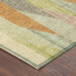 5x8 Gold Wheat Stripe Polyester Area Rug Washable Stain Resistant for Patio or Home