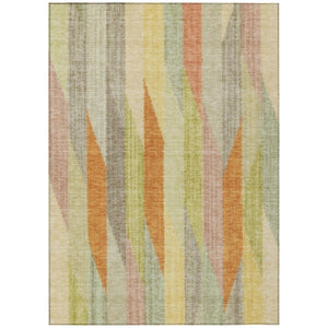 HomeRoots 8 Ft X 10 Ft Gold Wheat Stripe Polyester Area Rug Washable for Patio and Living Room 738841