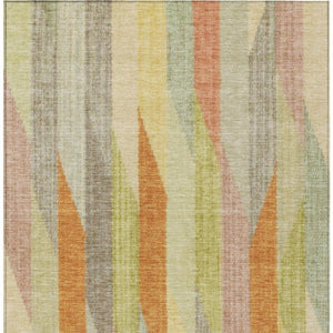 8 Ft X 10 Ft Gold Wheat Stripe Polyester Area Rug Washable for Patio and Living Room