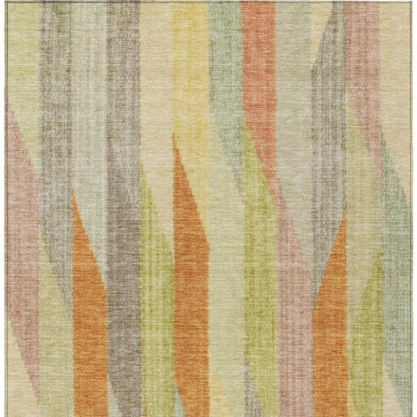 8 Ft X 10 Ft Gold Wheat Stripe Polyester Area Rug Washable for Patio and Living Room
