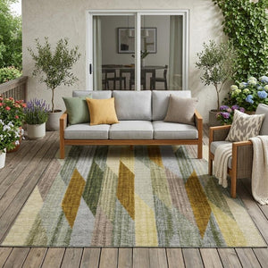 5 X 8 Pewter Gray Stripe Washable Polyester Rug for Patio Porch and Living Spaces