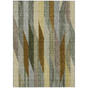 HomeRoots 5 X 8 Pewter Gray Stripe Washable Polyester Rug for Patio Porch and Living Spaces 738851