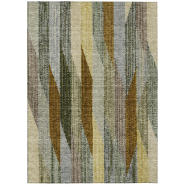 HomeRoots 5 X 8 Pewter Gray Stripe Washable Polyester Rug for Patio Porch and Living Spaces 738851