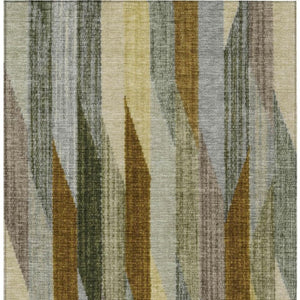 5 X 8 Pewter Gray Stripe Washable Polyester Rug for Patio Porch and Living Spaces