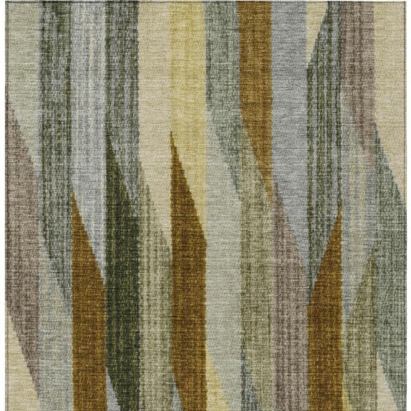 5 X 8 Pewter Gray Stripe Washable Polyester Rug for Patio Porch and Living Spaces