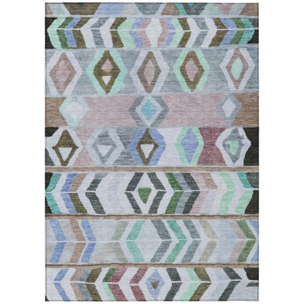 HomeRoots 8 X 10 Beige Brown Tribal Polyester Area Rug Washable Stain Resistant Indoor Outdoor 738869