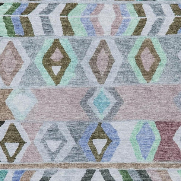 10 X 14 Tribal Beige Brown Polyester Area Rug Stain Resistant for Patio or Living Room