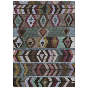 HomeRoots 9 X 12 Tribal Polyester Area Rug Stain Resistant for Patio Porch and Living Room 738876