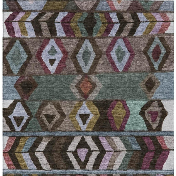 9 X 12 Tribal Polyester Area Rug Stain Resistant for Patio Porch and Living Room