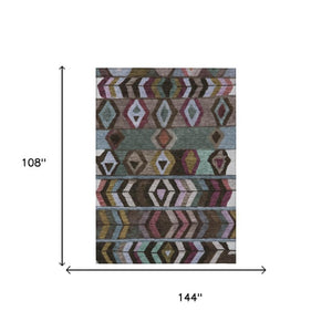 9 X 12 Tribal Polyester Area Rug Stain Resistant for Patio Porch and Living Room