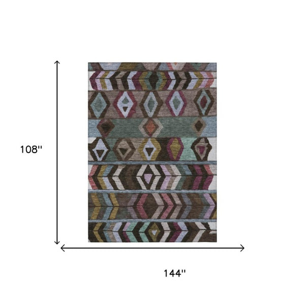 9 X 12 Tribal Polyester Area Rug Stain Resistant for Patio Porch and Living Room
