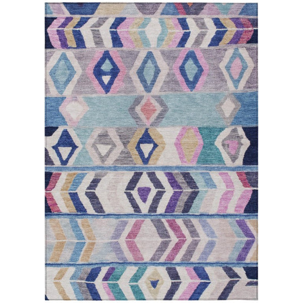 HomeRoots 8 Ft X 10 Ft Tribal Polyester Area Rug Stain Resistant for Patio and Living Room 738881