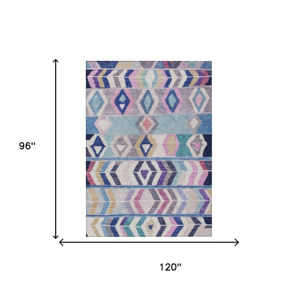 8 Ft X 10 Ft Tribal Polyester Area Rug Stain Resistant for Patio and Living Room