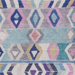 9x12 Tribal Polyester Area Rug Washable Stain Resistant Indoor Outdoor Blue Silver