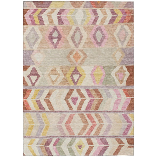 HomeRoots 9 X 12 Copper Orange Tribal Polyester Area Rug Washable for Indoor Outdoor Use 738888