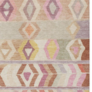 9 X 12 Copper Orange Tribal Polyester Area Rug Washable for Indoor Outdoor Use