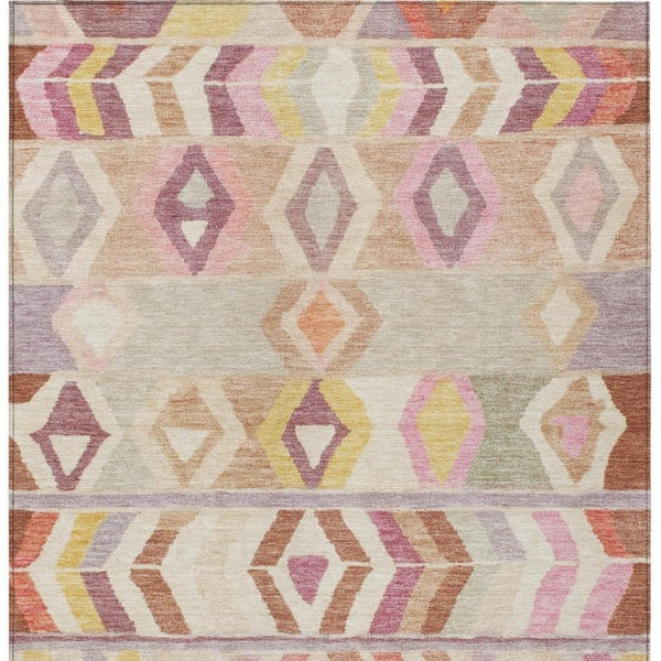 9 X 12 Copper Orange Tribal Polyester Area Rug Washable for Indoor Outdoor Use