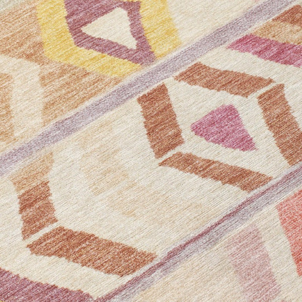 9 X 12 Copper Orange Tribal Polyester Area Rug Washable for Indoor Outdoor Use