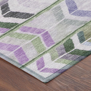 8 Ft Round Tribal Geometric Polyester Rug Washable Stain Resistant Indoor Outdoor