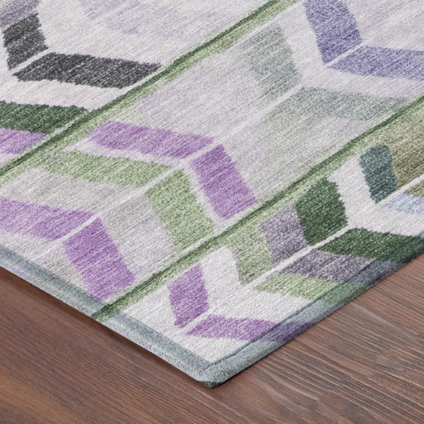 8 Ft Round Tribal Geometric Polyester Rug Washable Stain Resistant Indoor Outdoor