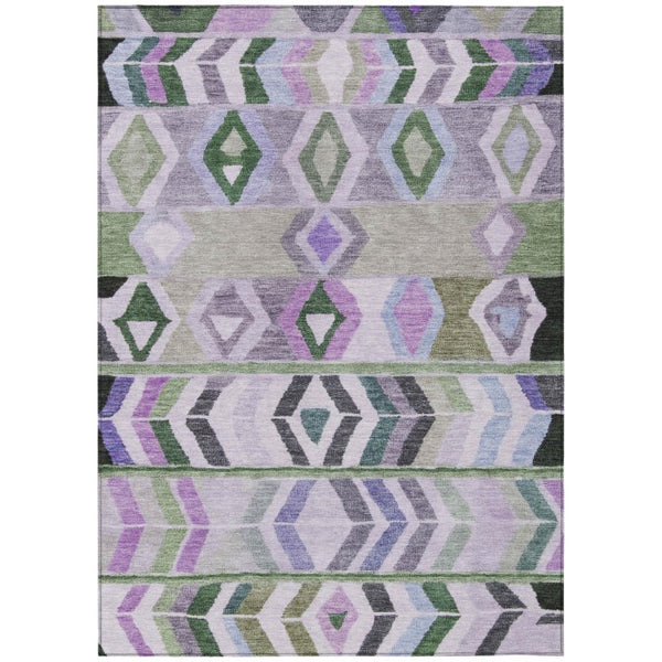 HomeRoots 8 Ft X 10 Ft Tribal Polyester Area Rug Washable Stain Resistant Indoor Outdoor Patio 738893