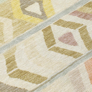 8 Ft Round Tribal Geometric Polyester Rug Stain Resistant for Patio or Family Room