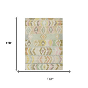10 Ft X 14 Ft Tribal Polyester Area Rug Stain Resistant for Patio or Living Room