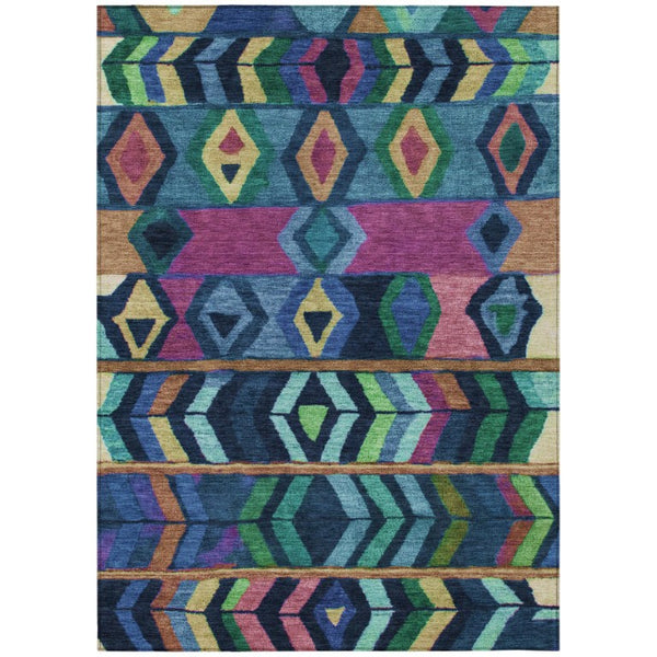 HomeRoots 9 X 12 Tribal Polyester Indoor Outdoor Rug Stain Resistant for Patio and Living Room 738906