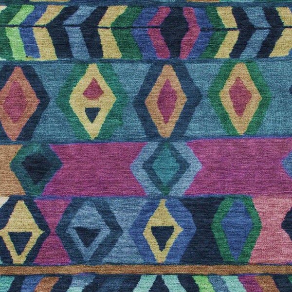 10 X 14 Tribal Polyester Indoor Outdoor Rug Washable Stain Resistant Navy