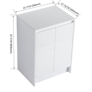 English Elm 24" Freestanding Bathroom Storage Cabinet With Soft-Close Doors, Adjustable Shelves & Glossy Finish W999P312106