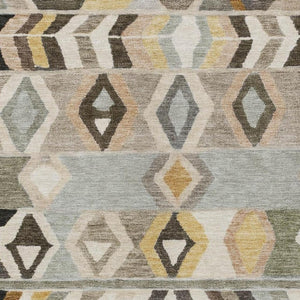 5x8 Pewter Gray Tribal Polyester Area Rug Stain Resistant for Patio or Living Room