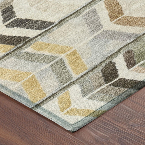 5x8 Pewter Gray Tribal Polyester Area Rug Stain Resistant for Patio or Living Room