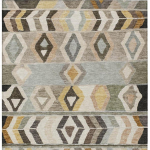 9 X 12 Pewter Gray Tribal Polyester Area Rug Stain Resistant for Patio or Living Room