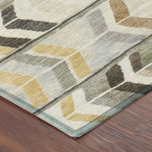 9 X 12 Pewter Gray Tribal Polyester Area Rug Stain Resistant for Patio or Living Room