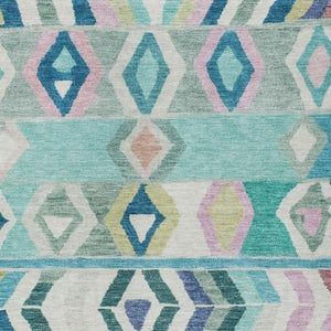 5x8 Teal Turquoise Tribal Polyester Area Rug Washable Stain Resistant Indoor Outdoor